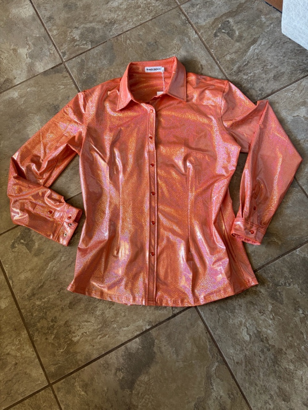 Ranch Dress’n NWT -Orange sparkling Button-Up Shirt XLG adult